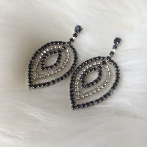 Silver and Black Dangle Earrings